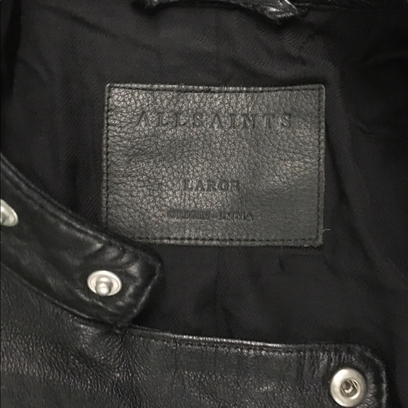 Men’s Large All Saints Leather Motorcycle Jacket - Picture 2 of 4